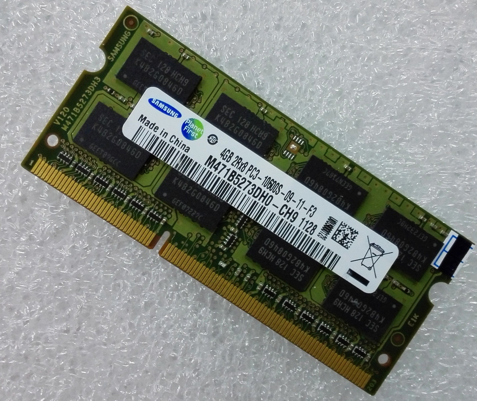 4GB Samsung PC3-10600 DDR3-1333 204-pin SODIMM (p/n SAM-4GB-DDR3